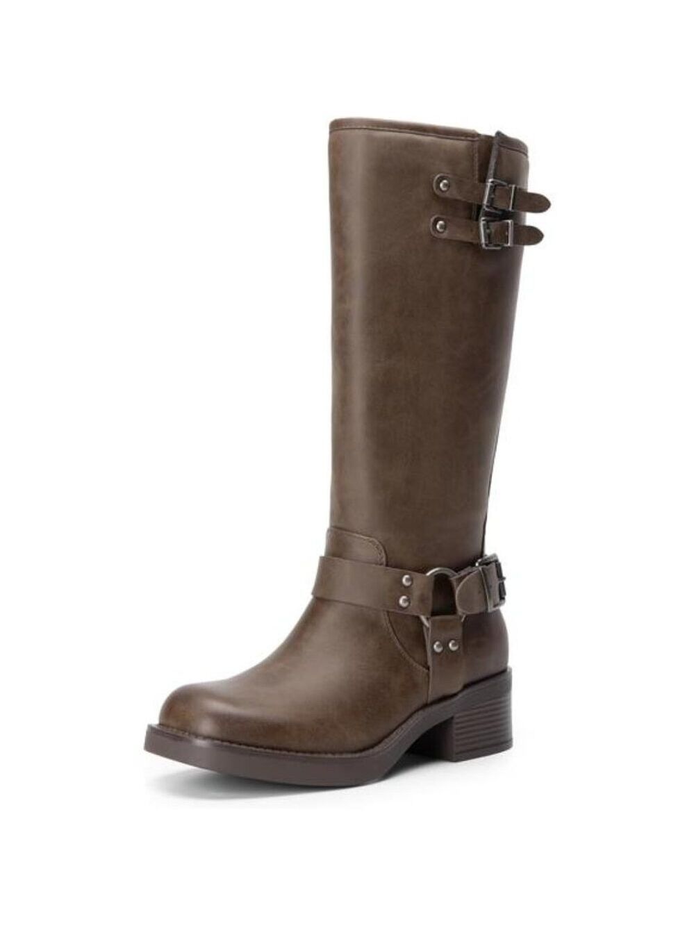 Womens Knee High Boots Combat Boots Goth Lace Up Buckle Chunky Low Heel Fall